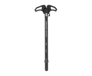 Adjustable ice axe or trekking tool with a curved dual-grip head and long shaft for mountaineering or hiking reach.