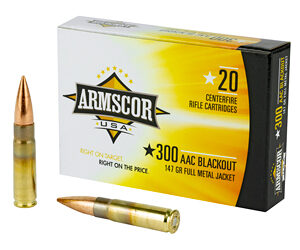 Armscor Rifle Ammunition .300 Blackout 147gr FMJ 1800 fps 20/ct