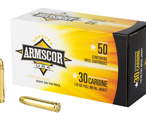 Armscor Rifle Ammunition .30 Carbine 110 gr FMJ 1915 fps 50/ct
