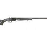 Bolt-action rifle with a black synthetic stock and a long barrel.