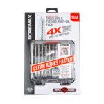 BoreMax bore cleaning kit in clear packaging with patches and bits; label reads “CLEAN BORES FASTER.”