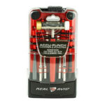 Real Avid Accu-Punch tool set in a red and black case, with multiple punch and frame tools visible through clear packaging.