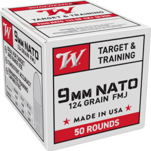 Winchester USA Target & Training NATO Handgun Ammunition 9mm Luger 124 gr. FMJ 1140 fps 50/ct