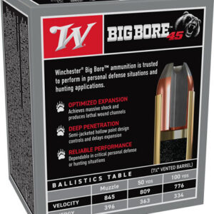 Winchester Big Bore Handgun Ammunition .45 Colt 250 gr. SJHP 845 fps 20/ct