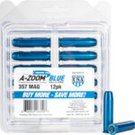 Blue A-Zoom 12-pack precision training rounds for dry-fire practice in protective blister pack with one round separated outside the case