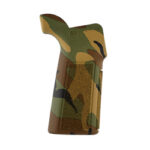 Camouflage pistol holster with open top, designed to be worn on a belt.