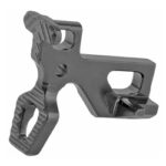 Metal bracket with two hook-like openings and multiple mounting holes; a complex machined component.