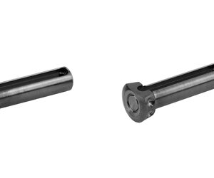 Two black metal bolts of different lengths on a white background.
