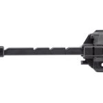 Long black rifle barrel with muzzle device and side mounting area for accessories