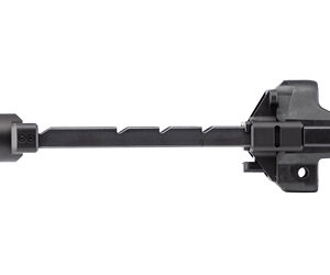 Long black rifle barrel with muzzle device and side mounting area for accessories