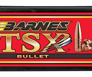 Barnes TSX Bullet rifle ammunition tin with red packaging and a copper bullet image on the label.