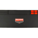 Long black Birchwood Casey mat with red rectangular compartments on the right and logo in the center.