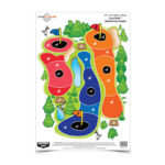 Colorful children's board game map with a winding numbered path and tree border.