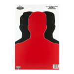 Poster with three overlapping silhouettes: a bright red central figure flanked by black silhouettes, a minimalist abstract design.