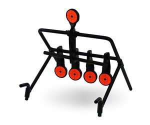 Black metal weight rack with an adjustable bar holding five orange weight plates, isolated on a white background.