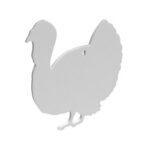 White silhouette of a turkey cutout, shown in a side profile facing left.
