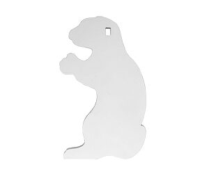Silhouette of a small mammal sitting upright, facing left, with raised front paws.