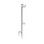 Tall vertical metal rod with three side hooks and a curved, pointed bottom.