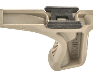 Tan polymer rifle optic mount with a black locking clamp for attaching sights to a firearm