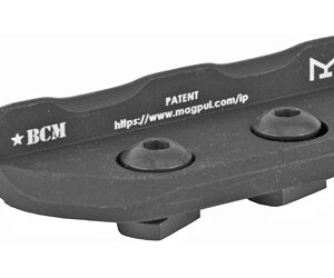 Black dual-button firearm accessory mount with BCM logo and patent text, displayed on a white background to illustrate the part.