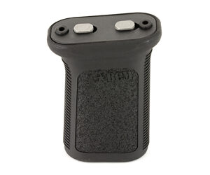 Black rechargeable battery with two metal contact terminals on top, shown from the top edge.