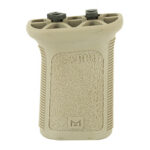 Tan tactical vertical foregrip for a rifle with two top knobs and textured grip surface