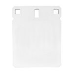 White square card-like item with three rectangular cutouts along the top edge.