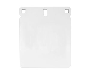 Small white plastic hangable bag with three rectangular cutouts along the top edge (empty).