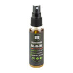 Spray bottle labeled All-in-One cleaner with a black spray nozzle and brown liquid inside.