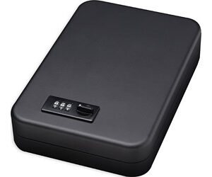 Bulldog Personal Safe W/Steel Combo Lock & Security Cable Blk Exterior 9.5X6.5X2