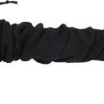 Bolt-action rifle with wooden stock, partially wrapped in a black gun sock labeled Bulldog Cases for protection.