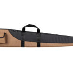 Tan and black rifle case with carrying handles and a small front pocket