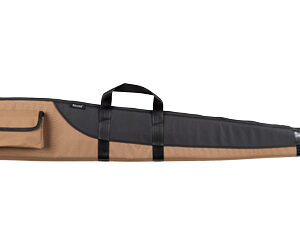 Tan and black rifle case with carrying handles and a small front pocket