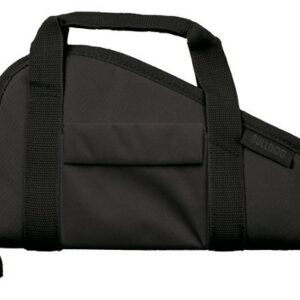 Black compact nylon carrying case with reinforced handles and a front pocket for small tools or accessories