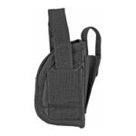 Black nylon tactical holster with Velcro strap and belt loop for attachment
