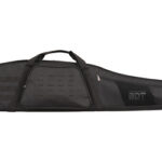 Long black padded gun case with two carrying handles and a zippered pocket.