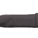 Black cylindrical fabric pouch with a drawstring closure and a side clip, shown on a white background.