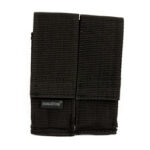Double-pocket black nylon belt pouch/holster with two compartments and Bulldog branding.