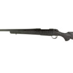 Bolt-action hunting rifle with a long barrel and black textured stock.