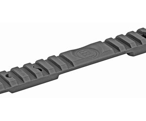 Gray Picatinny rail segment with evenly spaced slots for mounting accessories (gun accessory rail).