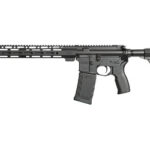 AR-15 style semi-automatic rifle with a long handguard, Picatinny rail, and adjustable stock.