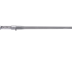 Long stainless steel surgical instrument with a slender shaft and a small hooked tip near the handle.