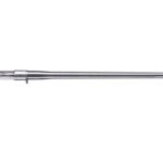 Long stainless steel surgical instrument with a curved tip and a small lever near the handle.