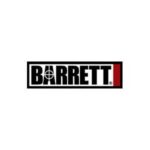 Barrett logo: black wordmark with a target motif inside the O and a red vertical stripe on the right.