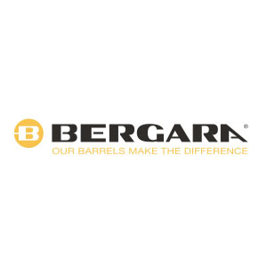Bergara logo featuring a yellow circle with a B, the bold word BERGARA, and the slogan "Our barrels make the difference".