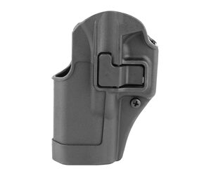 Gray polymer pistol magazine holster with a retention latch and mounting screw.