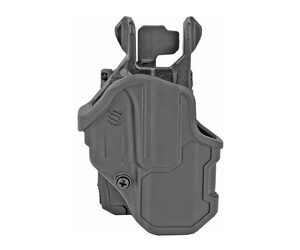 Gray polymer outside-the-waistband pistol holster with belt clip for a semi-automatic handgun