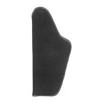Black soft holster-shaped pouch with a curved top edge.