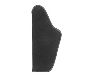 Black soft holster-shaped pouch with a curved top edge.