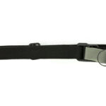 Black adjustable strap with a metal buckle and D-ring.